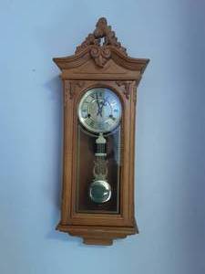 lot 10 image: Grandfather Wall Clock With Key 28x12