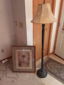 lot 11 image: Framed Print (28x23) & Floor Lamp 62