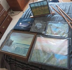 lot 119 image: Hand Painted Art & Easel