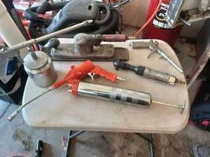 lot 188 image: Assorted Air Tools, Grease Gun, Sander, Sprayers