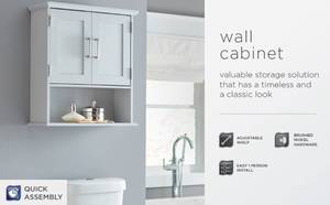 lot 8 image: Shaker Style 23 in. W Wall Cabinet with Open Shelf in Dove Gray