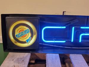 lot 20 image: Awesome Blue Neon Dealersip Chrysler Cirrus Sign Mancave Wall Decor