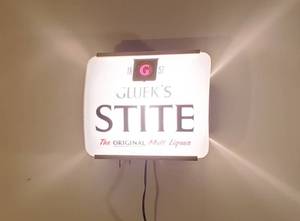 lot 17 image: Lighted Glueks Stite Beer Mancave Wall Decor