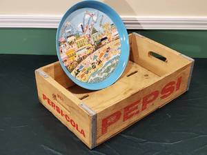 lot 148 image: Vintage Pepsi Cola Serving Tray & Crate
