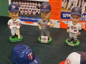 lot 153 image: Minnesota Twins Bobble Heads Mancave Decor