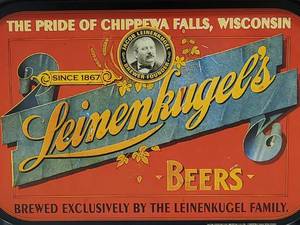 lot 180 image: Tin Leinenkugel Beer Mancave Bar Decor, item is 11 W x 15-12 L