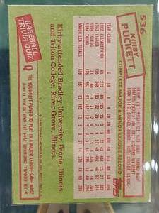 lot 185 image: 1985 Kirby Puckett ROOKIE Card #536