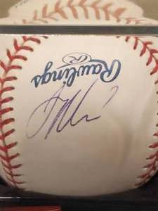 lot 187 image: Official Rawlings Major league Game Used Ball Autographed Baseball by Joe Maurer no COA