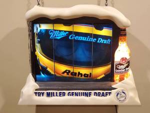 lot 228 image: Totally Awesome Lighted Miller Genuine Draft Rotating Mancave Wall Decor