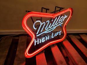 lot 233 image: Awesome Lighted Miller High Life Neon Mancave Wall Decor