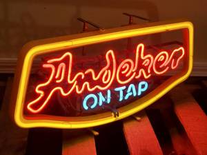 lot 241 image: Bright Neon Andeker On Tap Mancave Wall Decor
