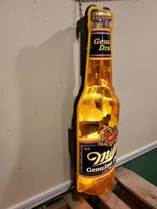 lot 247 image: Lighted Miller Genuine Draft Mancave Wall Decor