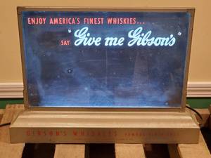 lot 236 image: Rare Vintage Pressed Steel Lighted Gibsons Whiskies Mancave Bar Decor