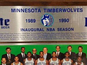 lot 308 image: Timberwolves 1989-90 Inaugural Team Plaque