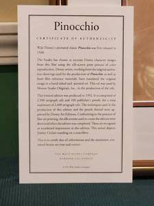 lot 318 image: Limited Edition 1 of 2500 Pinocchio Serigraph Cel