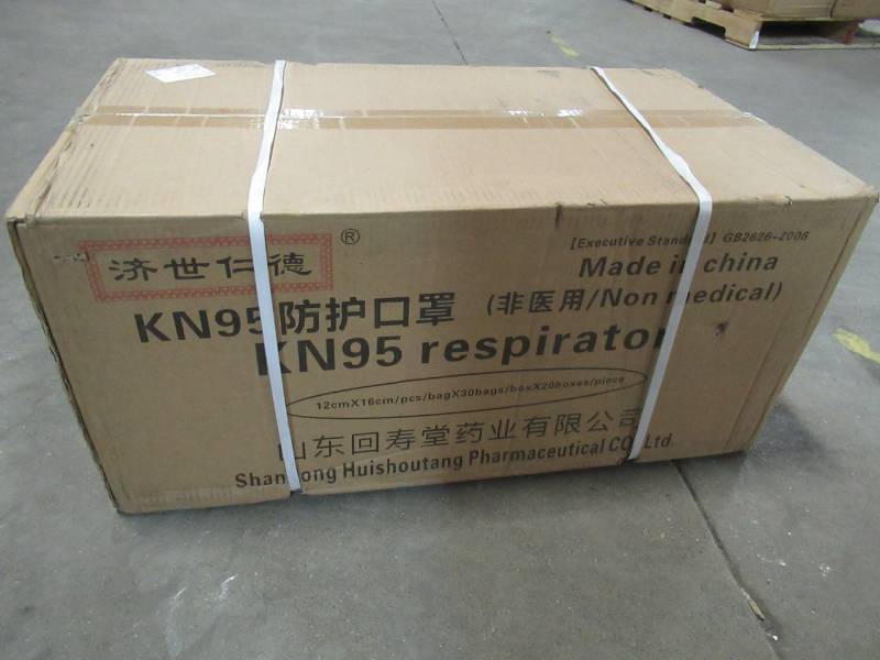 6 Cases (1 Case contains 20 Packs, each pack contains 30 masks) of Shandong Huishoutang KN95 Protective Face Mask Respirator GB2626-Standard LOW RESERVE AT $360.00.