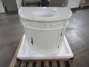 Home Decorators Collection Chelsea 37 in. W Bath Vanity in Antique White with Marble Vanity Top in White 12102-VS37J-AW