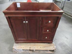 Home Decorators Collection Naples 36 in. W Bath Vanity Cabinet Only in Tobacco with Right Hand Drawers NATA3621D