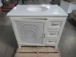 Home Decorators Collection Chennai 37 in. W Single Vanity in White Wash with Engineered Stone Vanity Top in Crystal White with White Sink CIWWVT3722D