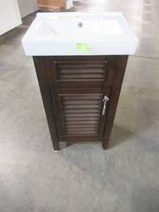 Home Decorators Collection Digby 18 in. W x 14 in. D Bath Vanity in Rustic Walnut with Ceramic Vanity Top in White with White Basin Digby 18RW