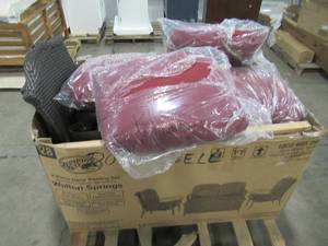 Hampton Bay Walton Springs Dark Brown 4-Piece Aluminum Patio Conversation Set with Cabernet Cushions 710.193.000