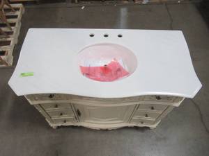 Home Decorators Collection Winslow 45 in. W x 22 in. D Bath Vanity in Antique White with Vanity Top in White Marble with White Basin BF-27002-AW