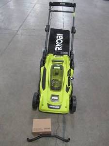 Ryobi 20 in. 40-Volt Brushless Lithium-Ion Cordless Battery Walk Behind Push Lawn Mower 6.0 Ah Battery, RY401110-Y - Missing Charger and Handle is broken.