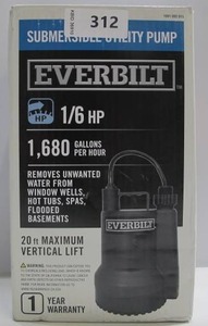 lot 312 image: Everbilt 16 HP Plastic Submersible Utility Pump
