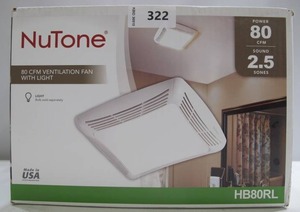 lot 322 image: NuTone HB80RL 80 CFM Ventilation Fan with Light