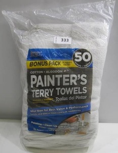lot 333 image: 50 Pack Cotton Terry Towels For PaintingWashingCleaning