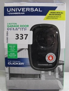 lot 337 image: Chamberlain Universal 2-Button Garage Door Remote Opener KLIK3U-BK2