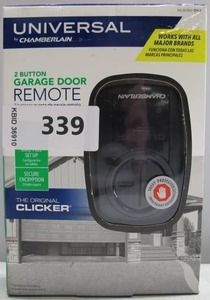 lot 339 image: Chamberlain Universal 2-Button Garage Door Remote Opener KLIK3U-BK2