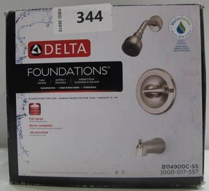 lot 344 image: Delta Foundations Single-Handle 1-Spray Tub and Shower Faucet in Brushed Nickel