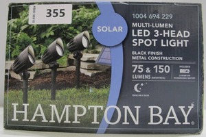 lot 355 image: Hampton Bay Black LED 75-150 Lumen 3-Head Metal Spotlight