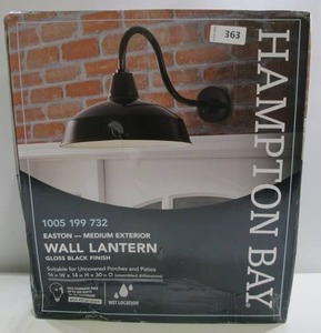 lot 363 image: Hampton Bay 1-Light Black Outdoor Barn Wall Lantern Sconce