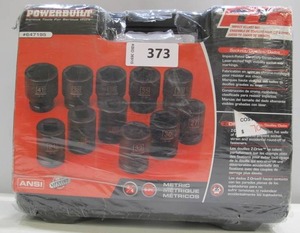 lot 373 image: Powerbuilt 11-Piece Metric Impact Socket Set 647195