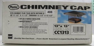 lot 408 image: Master Flow 13 in. x 13 in. Galvanized Steel Fixed Chimney Cap in Black