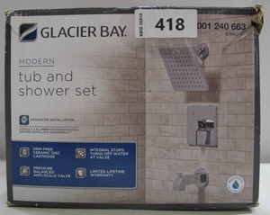 lot 418 image: Glacier Bay Modern Chrome Tub and Shower Faucet Set
