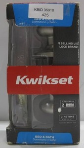 lot 425 image: Kwikset Juno Satin Nickel Exterior Entry Door Knob and Single Cylinder Deadbolt
