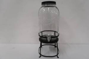 lot 249 image: Mason Craft and More glass drink dispenser with stand 11L  2.9 Gal