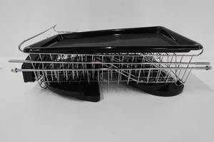lot 251 image: Home Basics 2-Tier 17.5 in. x 10.5 in. x 7 in. Plastic Dish Drainer - Black