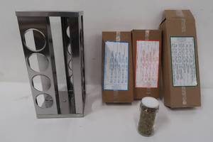 lot 264 image: Kamenstein 16-Jar Revolving Chrome Wire Spice Rack, Spices and Jars Included