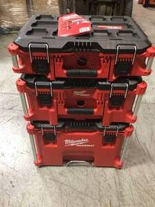 Milwaukee PACKOUT Tool Box Storage System 3 Box Stack not used