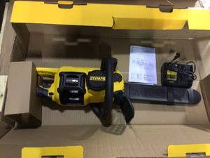 lot 19 image: Dewalt 16 in. 60V MAX Lithium-Ion Cordless FLEXVOLT Brushless Chainsaw Tool and Charger Only see pictures
