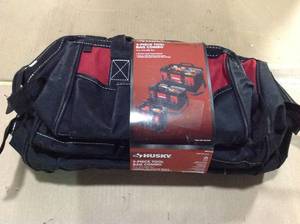 lot 41 image: 3-Piece Tool Bag Combo (12 in., 15 in. and 18 in.) by Husky Customer Returns See Pictures
