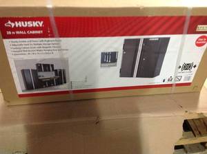 lot 45 image: 29 in. H x 28 in. W x 12 in. D Steel Garage Wall Cabinet by Husky Customer Returns See Pictures