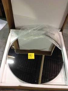 lot 91 image: 28 in. W x 28 in. H Framed Round Bathroom Vanity Mirror in White Customer Returns See Pictures