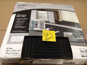 lot 92 image: Self-Stick Mat Charcoal 18 in. x 18 in. Floor Mat Carpet Tiles (18 sq. ft.) (8-Pack) Customer Returns See Pictures