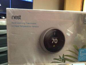 lot 116 image: Google Nest Learning Thermostat 3rd Generation with 2 Sensors New Sealed Pkg