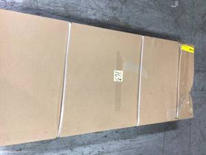 lot 103 image: Husky Ready-to-Assemble 6 ft. Adjustable Height Solid Wood Top Workbench in Black not used see pictures